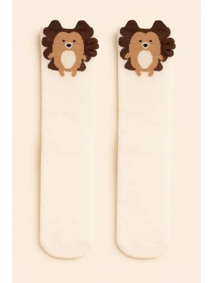 Bony Socks Kirpi Desenli Çocuk Soket Çorap Beyaz