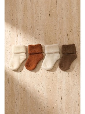 Bony Socks Bebek 4'lü Havlu Soket Çorap Kahverengi Mix