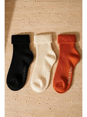 Bony Socks  Çocuk 3 Lü Paket Soket Çorap Kahverengi Karışık