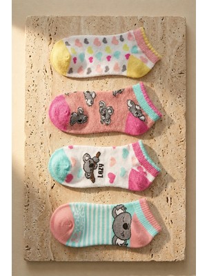 Bony Socks 4 Lü Paket Lazy Koala Kız Çocuk Patik Çorap Desenli