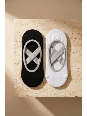 Bony Socks Kadın 2'li Asta Yoga / Pilates Çorabı Siyah / Beyaz