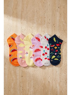 Bony Socks Kız Çocuk Meyve Desenli 6'lı Patik Çorap