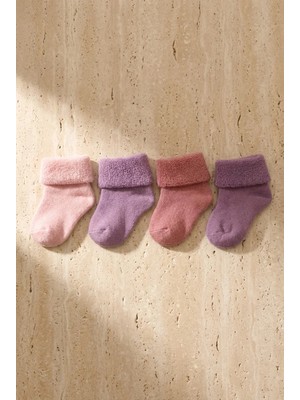 Bony Socks Kız Bebek 4'lü Havlu Soket Çorap Pembe Mix