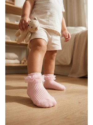 Bony Socks Kız Bebek Tül Aksesuarlı Step Çorap Pembe