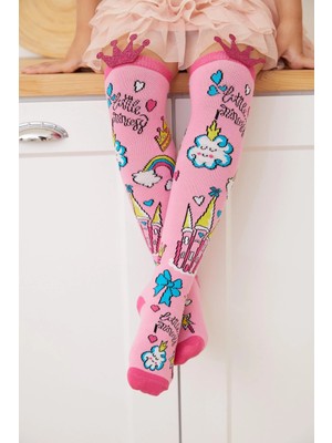 Bony Socks Kız Çocuk Gökkuşağı Detaylı Dizaltı Çorap Pembe