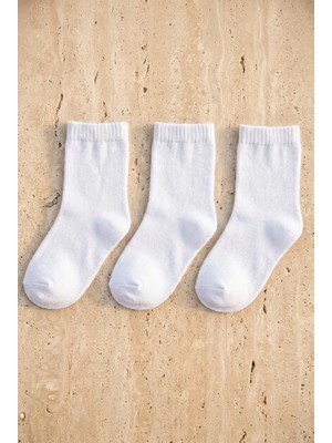 Bony Socks 3'lü Paket Family Çocuk Soket Çorap Beyaz/beyaz/beyaz