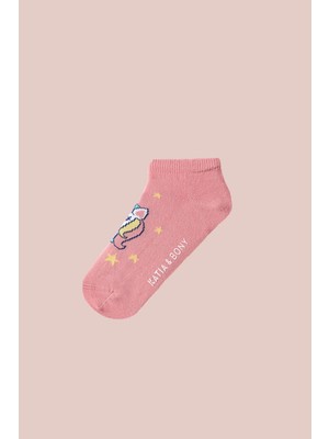Bony Socks Kız Çocuk Unicorn Desenli Step Çorap Pembe