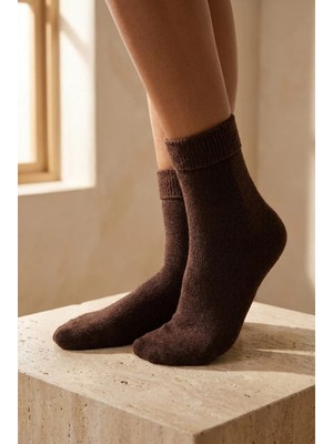 Bony Socks Kadın Koyu Kahve Renkli Havlu Soket Çorap