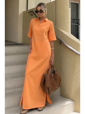 Madmext Yavruağzı Modal Kumaş Maxi Gömlek Elbise MG2866