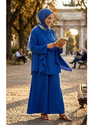 Sefa Merve Rahat Kesim Pelerin Ikili Takım 2274-01 Saks