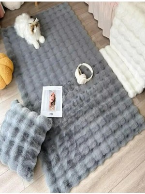 Saraz Halı Puffy Bubble Tavşan Tüyü Kaymaz Makinede Yıkanabilir Salon Koridor Mutfak Halı