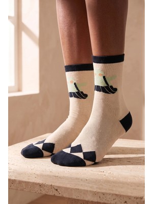 Bony Socks Kadın Hayvan Desenli Soket Çorap Siyah