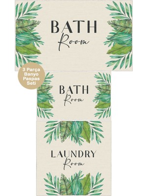 Homenette Modern 3 Parça Banyo Paspas Seti Kaymaz Tabanlı Makinede Yıkanabilir Banyo Halısı Takımı ve Çamaşır Makinesi Matı
