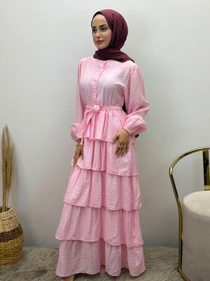 JOOQSTORE Kat Kat Volan Detaylı Elbise