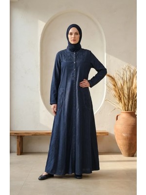 Sefa Merve Otantik Düğmeli Ferace 6570-03 Indigo
