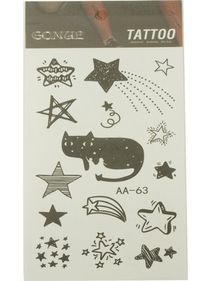 Gees Global Kedi Yıldız Tattoo Dövme Sticker
