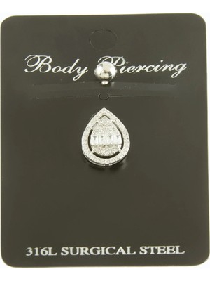 Gees Global Oval Baget Taşlı Göbek Piercing  1 Adet