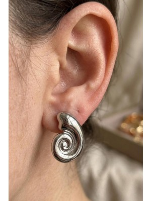 New Obsessions Snail Gümüş Rengi Çelik Küpe