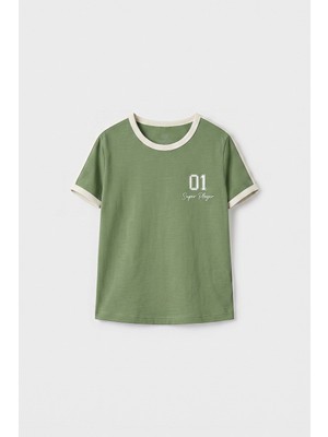Tommy Life Kaktüs Omuz Biye Detaylı Baskılı Kız Çocuk T-Shirt - 75181