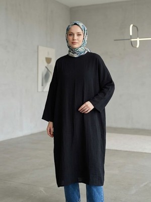 Foremia Reklan Kol Müslin Elbise-Siyah -