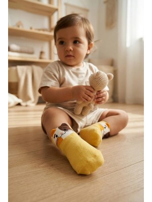 Bony Socks Hayvan Desenli Sarı Bebek Soket Çorap