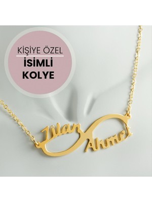 Gees Global Kişiye Özel Sonsuzluk Çift Isim Yazılı Kolye