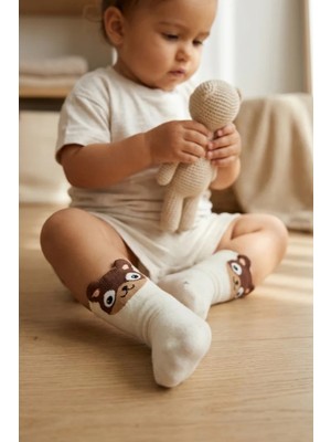 Bony Socks Hayvan Desenli Ekru Bebek Soket Çorap