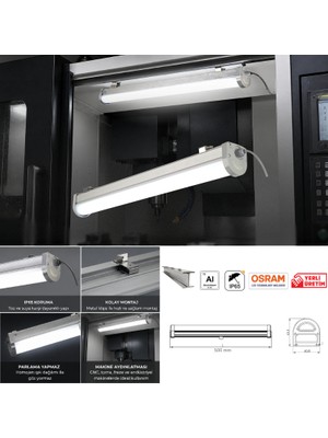 Osram LED Makine Aydınlatma Armatürü 50 cm 24V 30W 6500K IP65