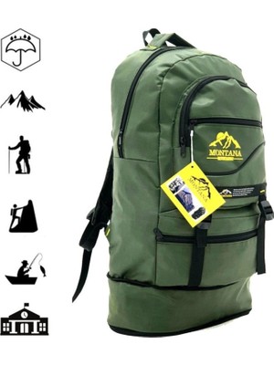 Montana Mountainer Montana Unisex Haki Körüklü 65 lt Kapasiteli Dağcı Sırt Çantası
