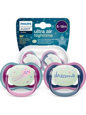 Aktif Bebek Philips Avent Ultra Air Night Karanlıkta Parlar Gece Emziği 6-18 Ay Kız