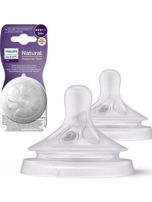 Aktif Bebek Philips Avent Natural Response 2'li Biberon Emziği, 3 Numara, 1 Ay+