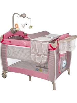Aktif Bebek Kanz Hamburg 70X110CM Dönenceli Oyun Parkı Seyahat Yatağı - Kırmızı