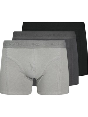 Jack & Jones Erkek Jacordınary 3'lü Boxer 12275575 Siyah-K.gri
