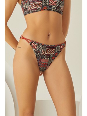 Loya Renkli Lave Ip Detaylı Tek Alt Bikini