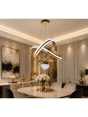TT310-2KNL-FSR Tt Aydınlatma Trio Modeli Fransız Sarı Kaplama 2 Kanal LED Avize