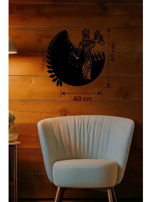İlk El Grup  Adalet Tanrıçası Themis Tasarım Ahşap Duvar Saati - 40X40 cm Avukat Hediyesi