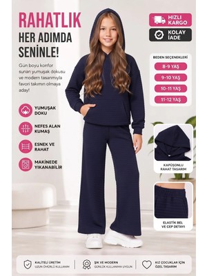 New Kids Kız Takım Çocuk Kapşonlu Uzun Kol Lcvrt Detaylı Kız Takım