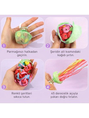İlk El Grup  30 Şeritli Renkli Elle Atılan Konfeti – 5 Metre Uzayan Şerit Konfeti 1 Adet