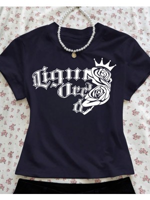 Touz Kemer Boy Baby Tee Gothic Baskılı Crop Bluz