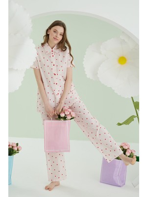 NBB Pembe Kalpli Önden Düğmeli Pijama Takım