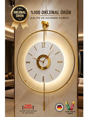 Lusenne Duvar Saati: Modern Metal Büyük Boy Gold Detaylı Şık Tasarım