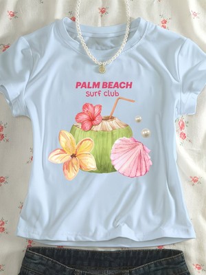 Touz Kemer Boy Retro Palm Beach Crop Bluz
