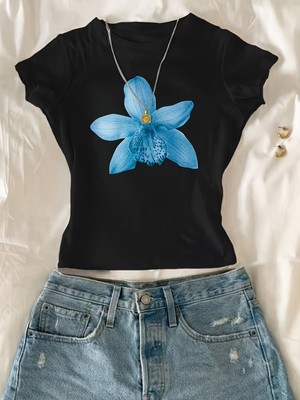 Touz Kemer Boy Retro Flower Crop Bluz