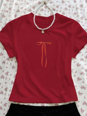 Touz Kemer Boy Cute Ribbon Crop Bluz