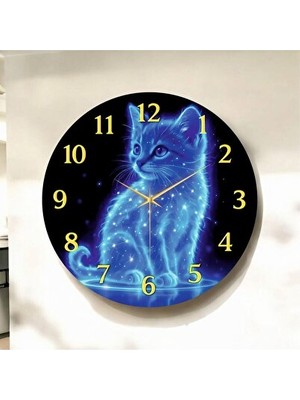Lusenne Duvar Saati: Renkli Kedi Temalı Dijital Sayılı Yılbaşı Ahşap , Eğlenceli Deko