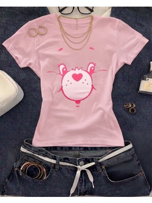 Touz Kemer Boy Cute Characters Baskılı Crop Bluz