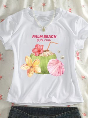 Touz Kemer Boy Retro Palm Beach Crop Bluz