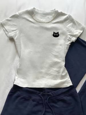 Touz Kemer Boy Cute Cat Crop Bluz