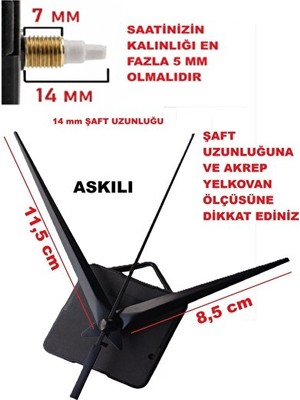 Lusenne Duvar Saati: Sessiz ve Güçlü Saat Mekanizması 14 mm Şaft