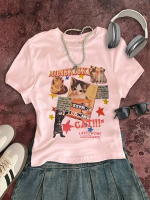 Touz Kemer Boy Retro Monskiski Catcrop Bluz